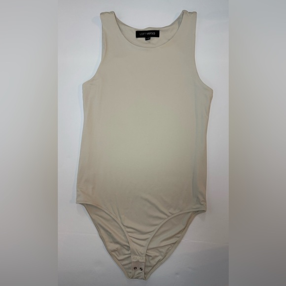 LOFT Tops - LOFT Versa 360 Knit Tank Bodysuit White Clay Cream Sleeveless Basics Size M